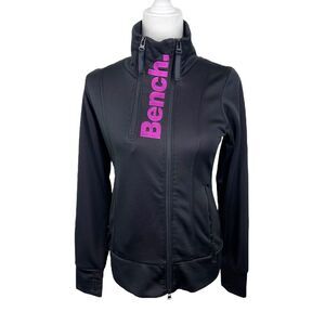 Bench. Sweater Women Medium Black Pink Fleece Lined Zip Up Cold Gear Outer